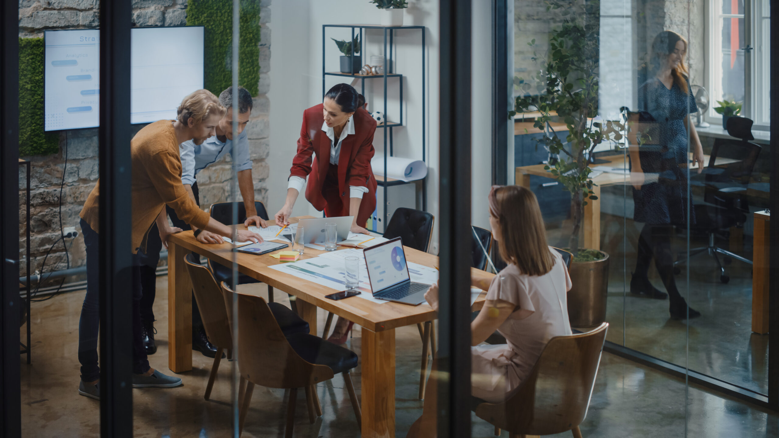 Group of people working together in a conference room