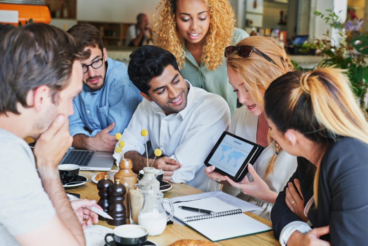 colleagues gathered around a table