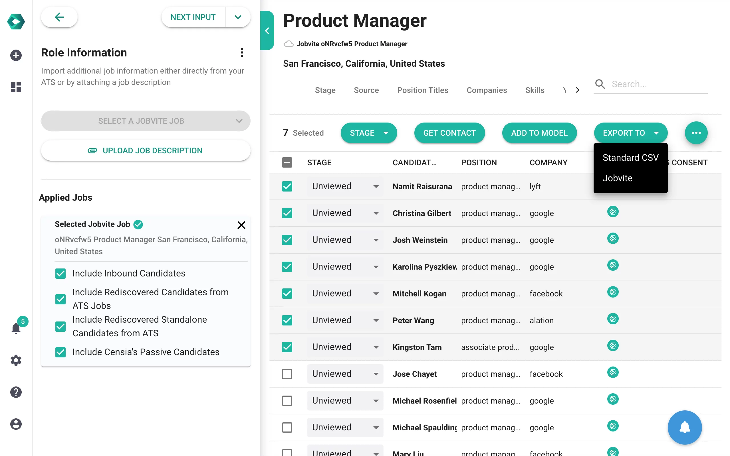 Censia and Jobvite integration screenshot