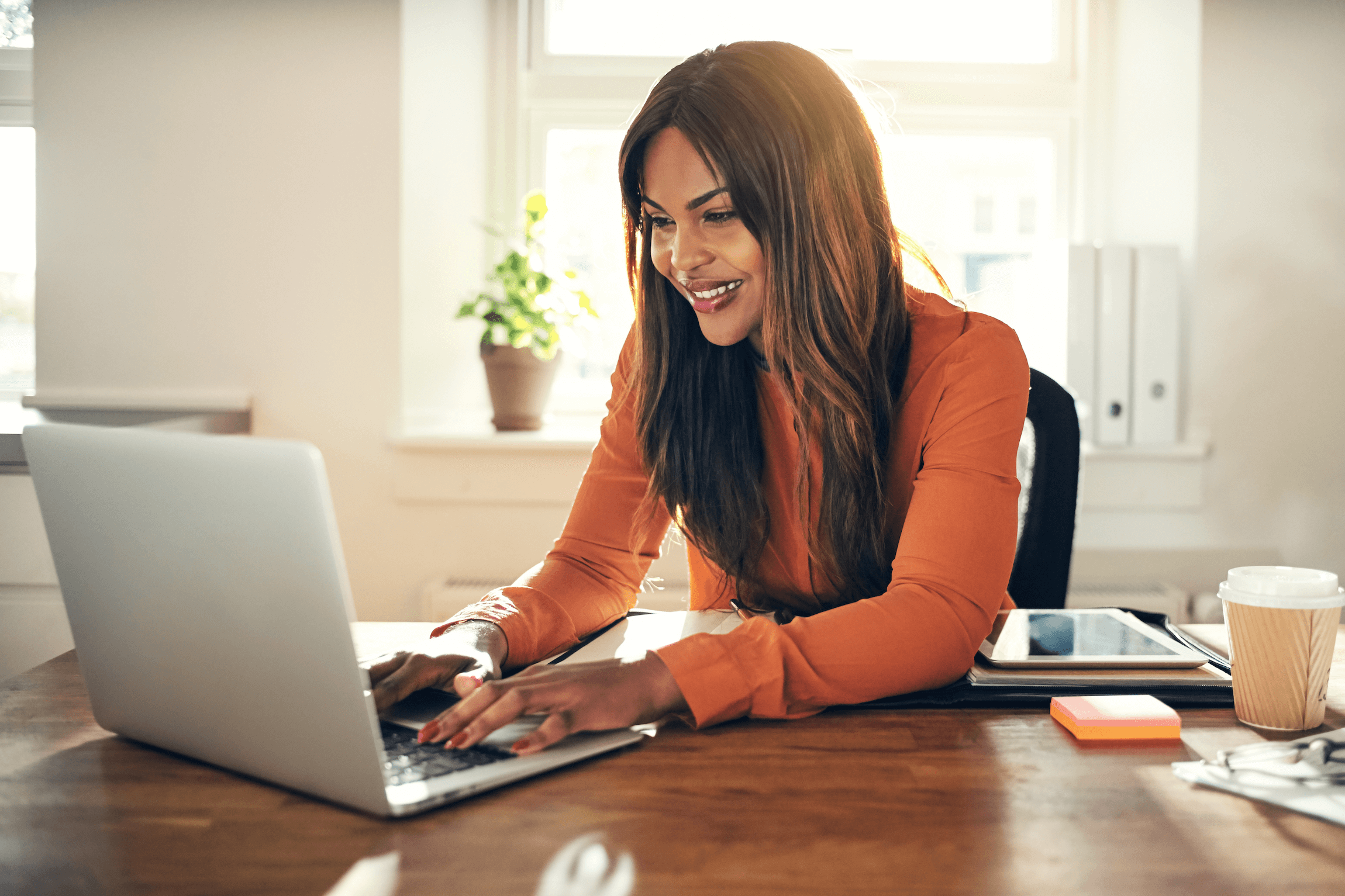 smiling business professional types